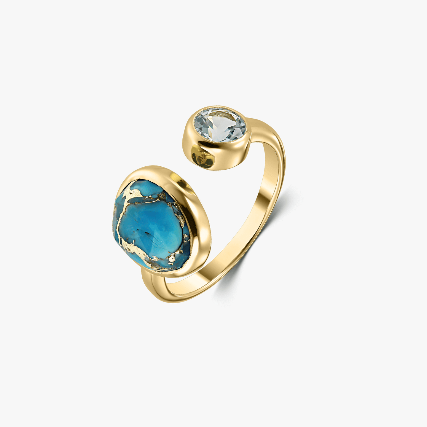 Pierścionek srebrny Kaylee Golden – Turkusowy Blue Copper - Indira