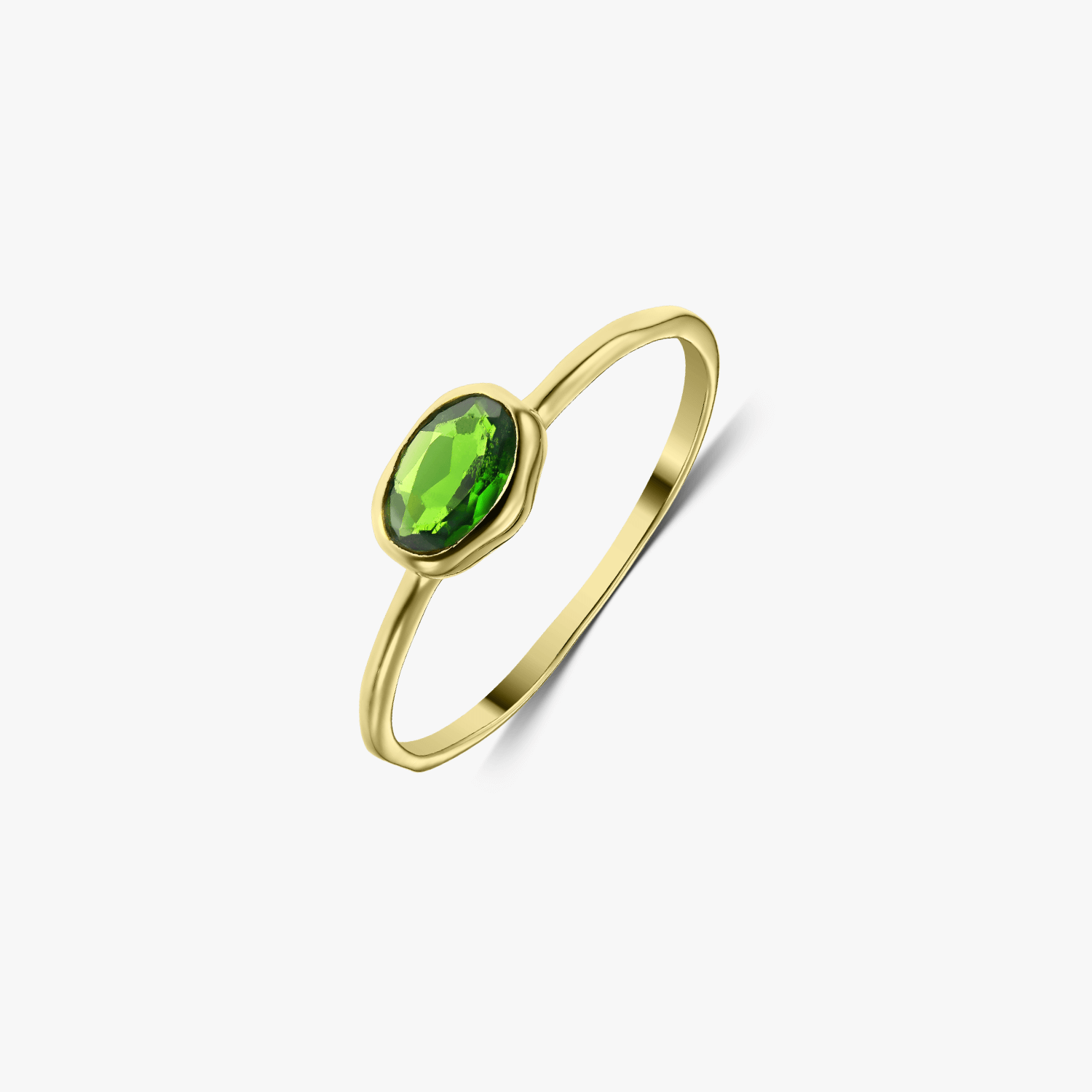 Petite Golden silver ring - Chrome Diopside