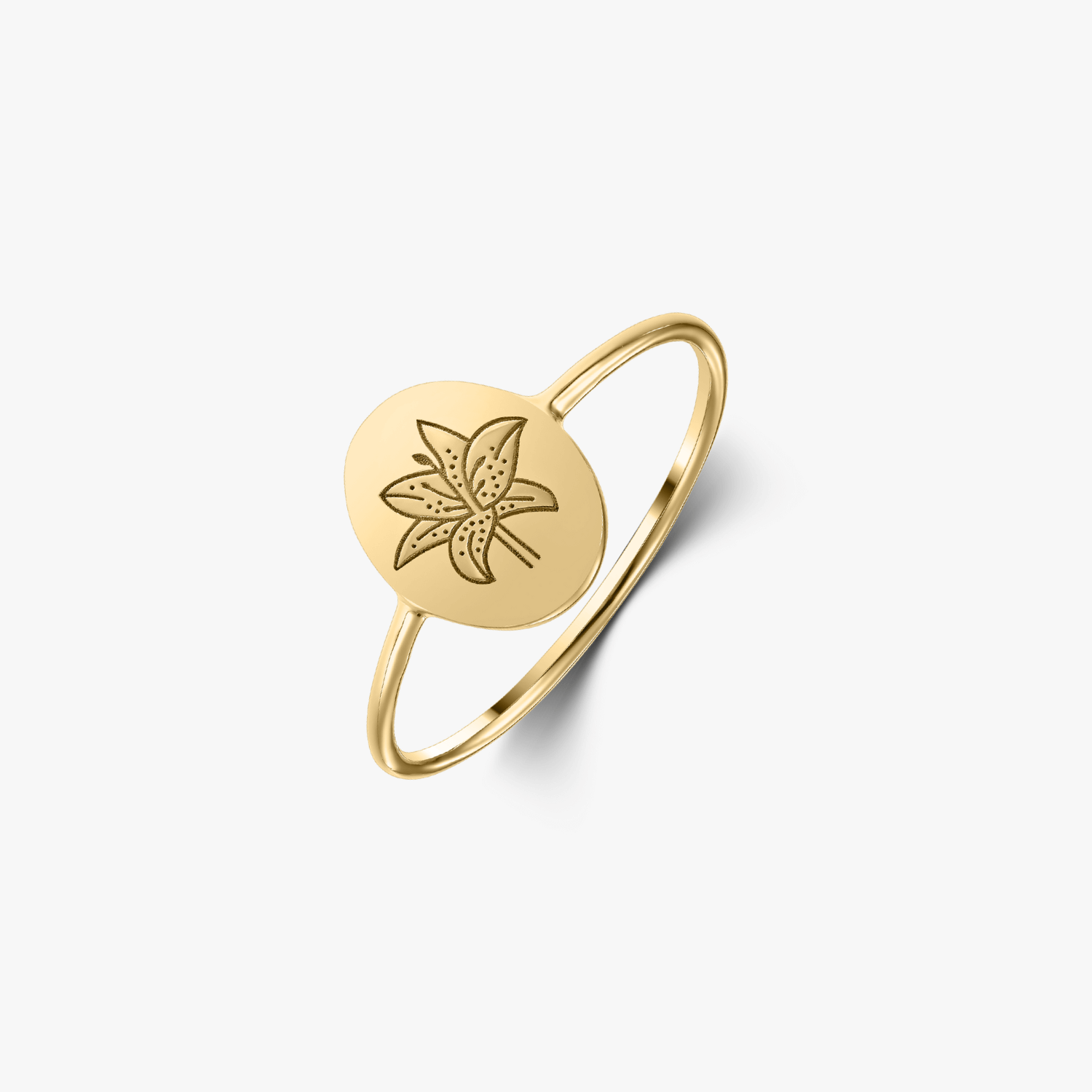 Złoty pierścionek Birthflower - Majowa Lilia - Indira