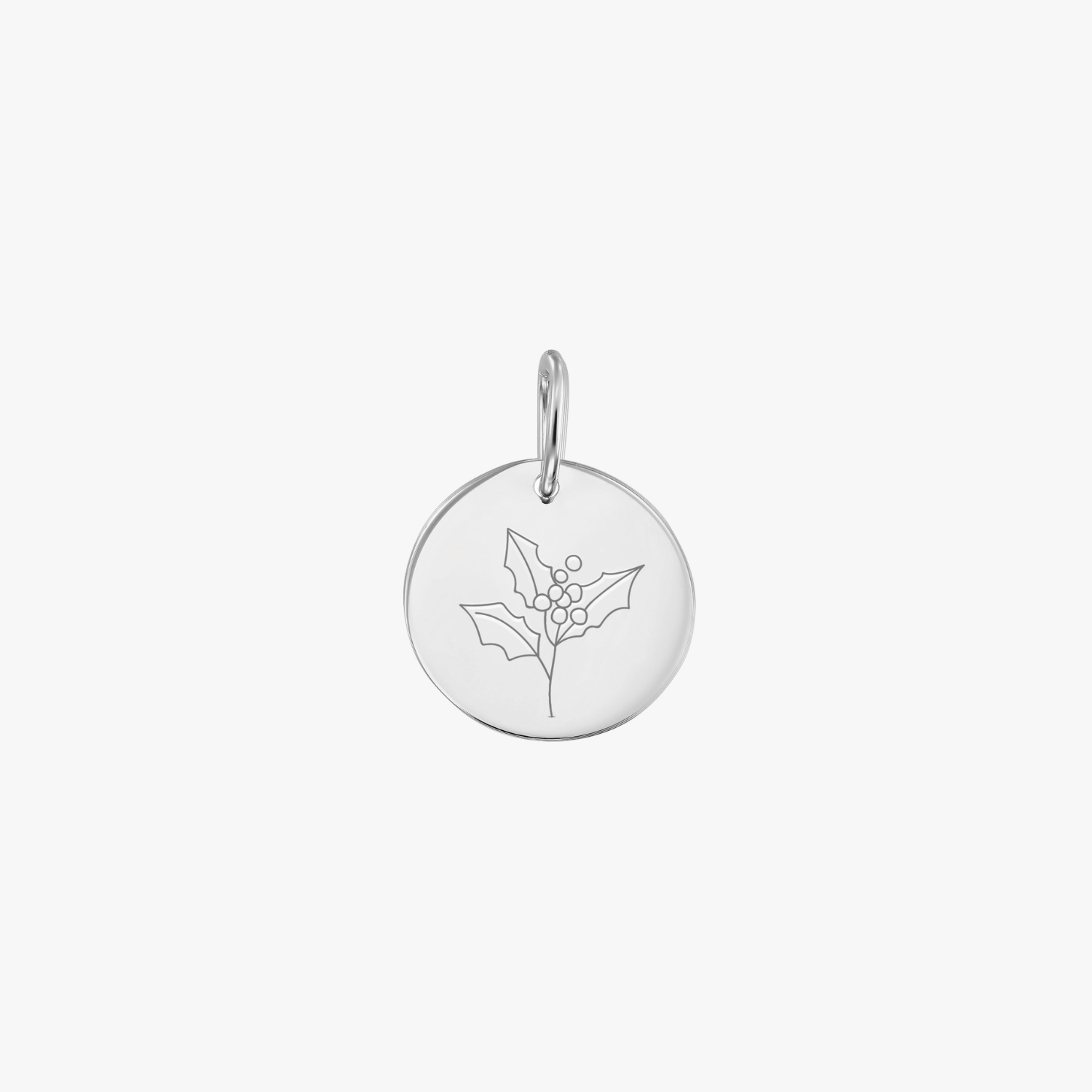 Birth Flower - December Holly white gold pendant