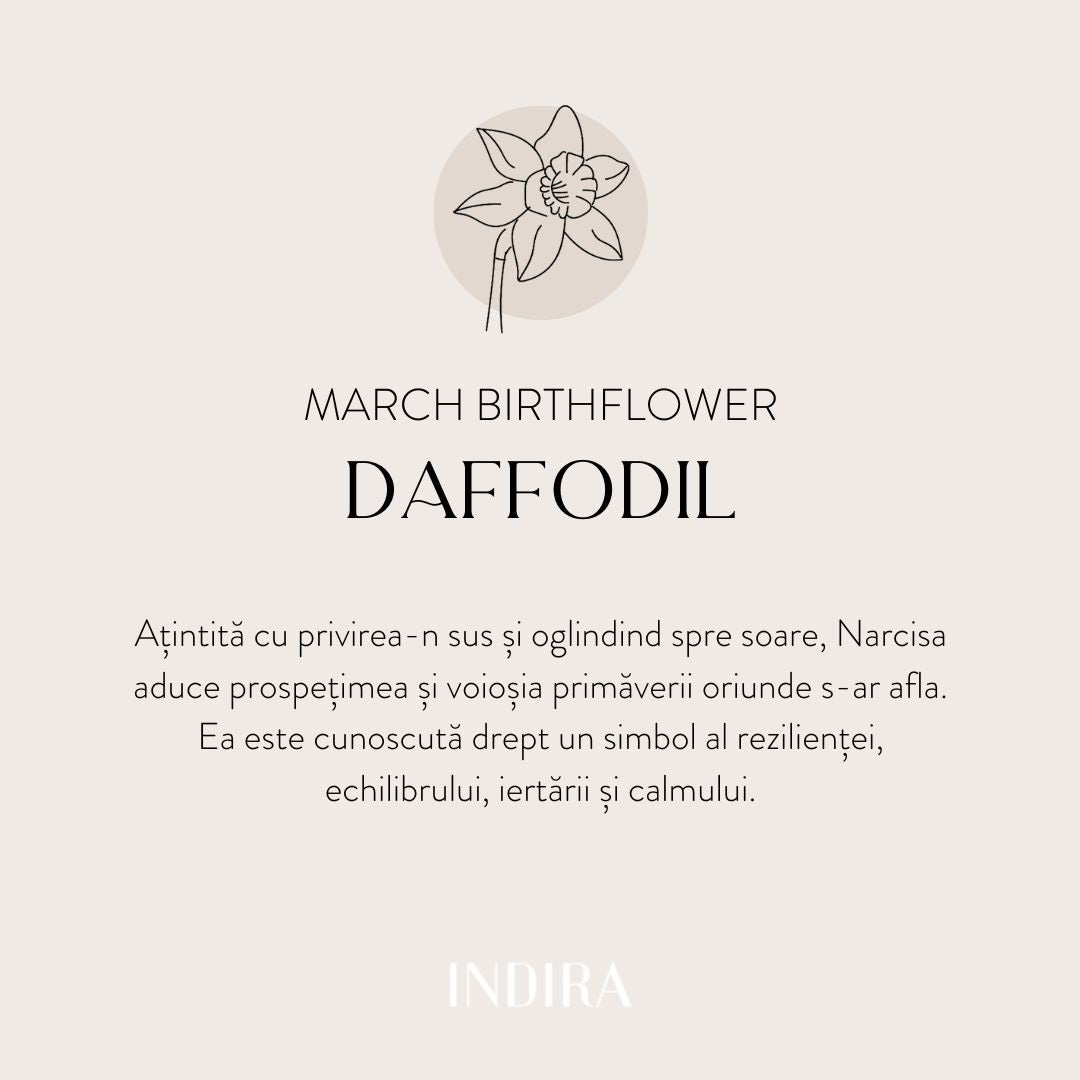White gold Birth Flower - March Daffodil pendant