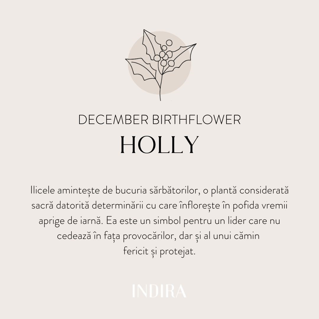 Gold pendant Birth Flower - December Holly