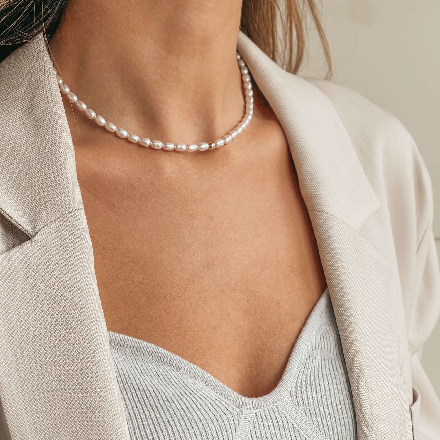 Naszyjnik złoty Faye - Perły naturalne - Indira