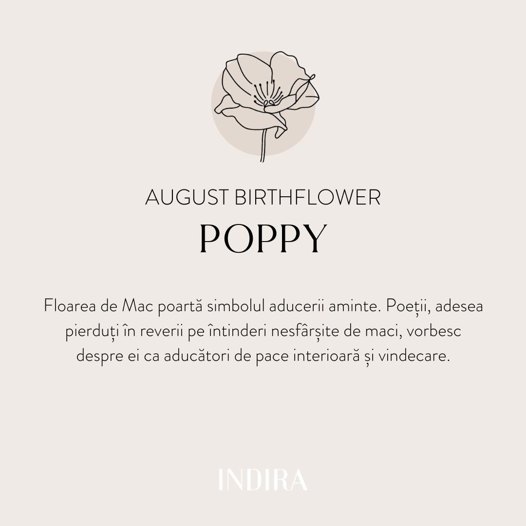 Silver ring Birth Flower - August Poppy
