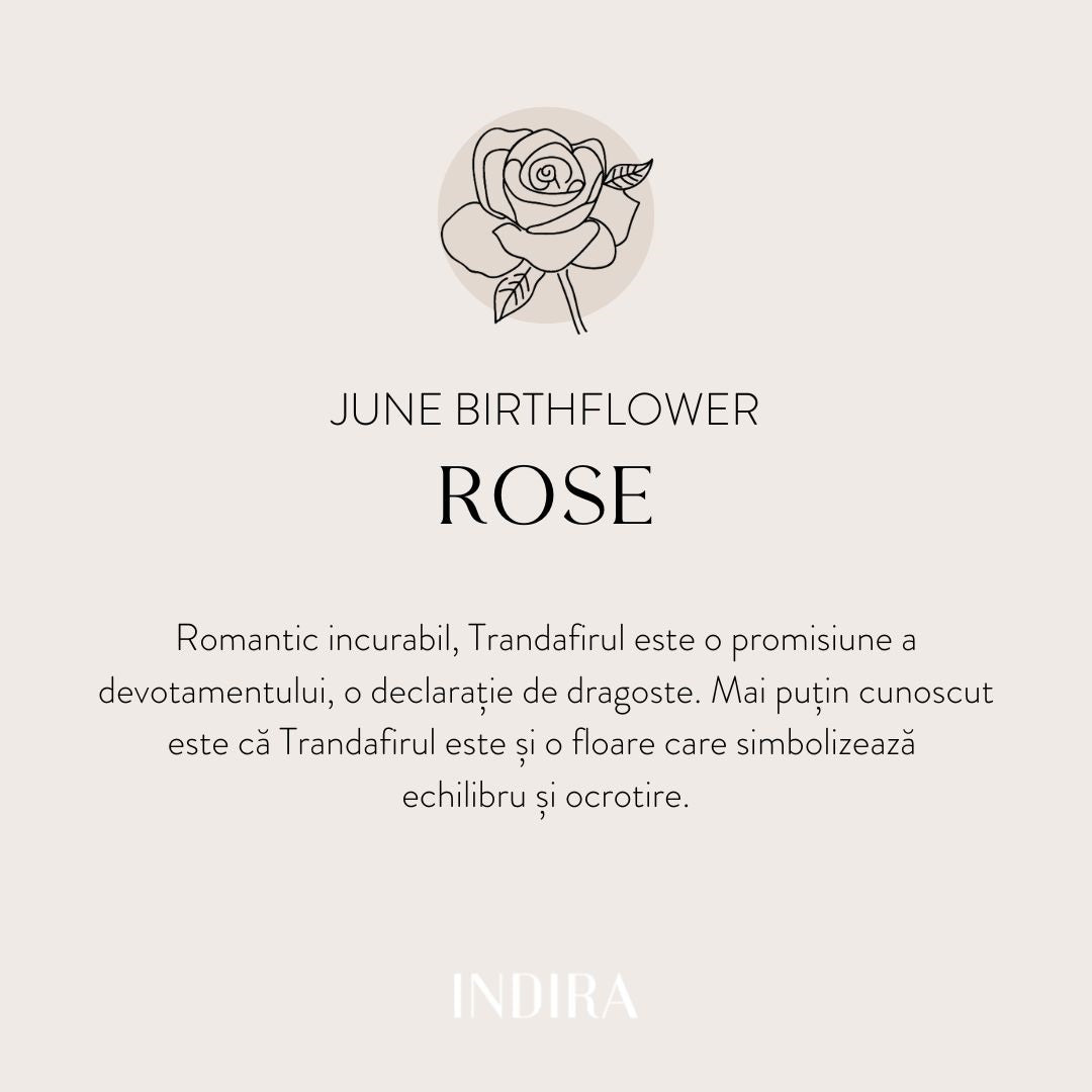 Birth Flower - June Rose white gold pendant