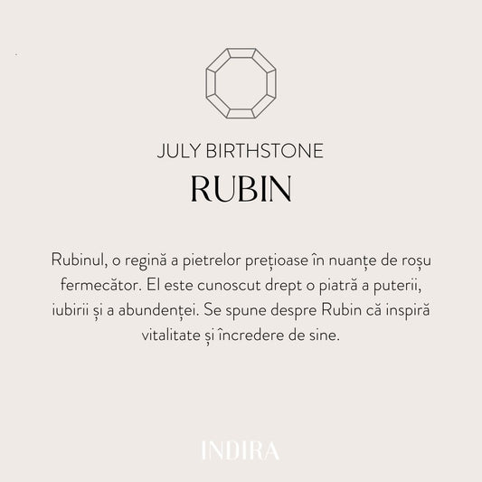 Srebrna bransoletka z zawieszką Birthstone Silver July - Rubin - Indira
