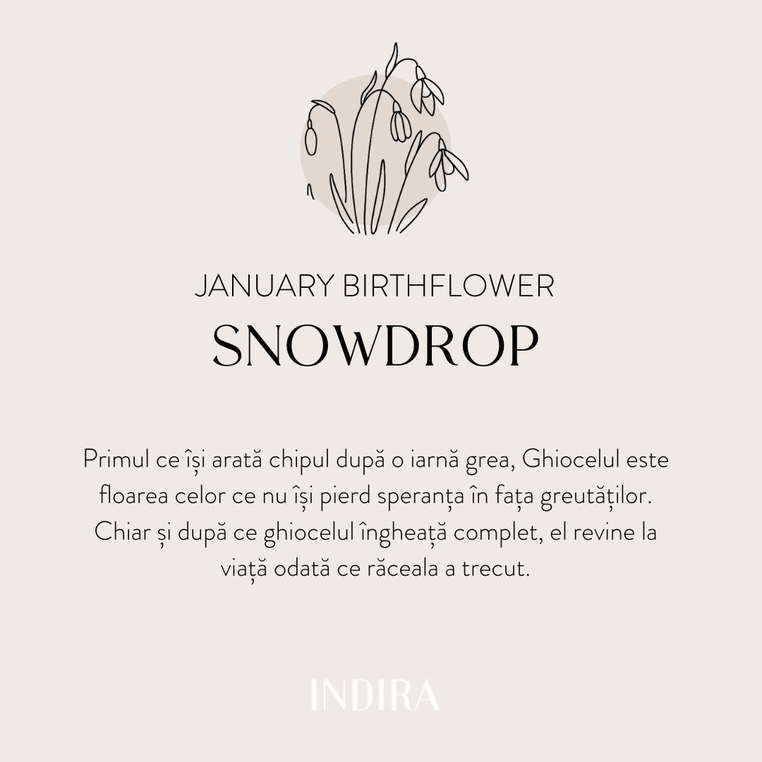 Birth Flower - January Snowdrop white gold cord bracelet